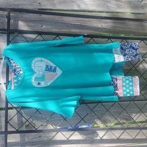 Girls One step up pant set size L 14-16 in jade green